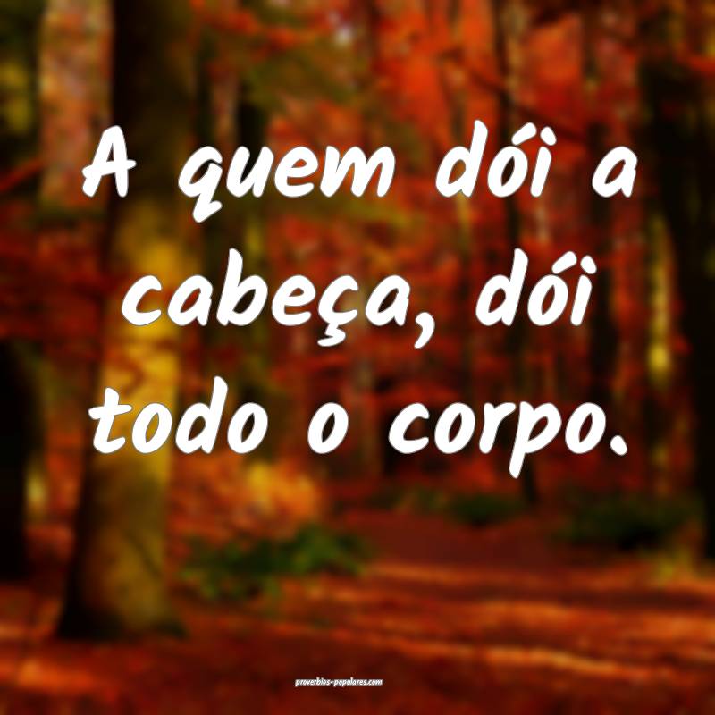 A quem dói a cabeça, dói todo o corpo.
...