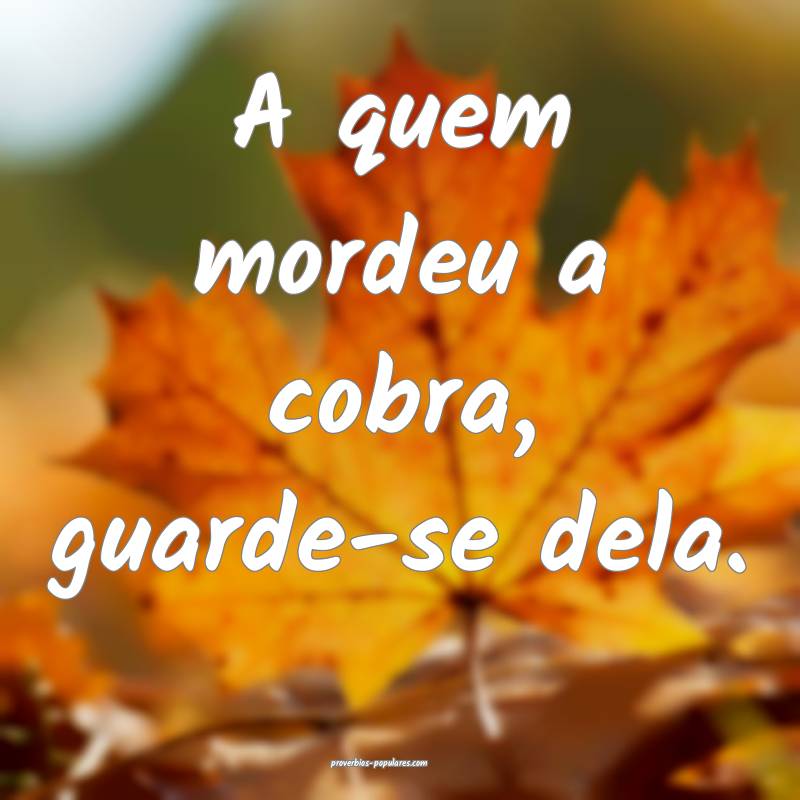 A quem mordeu a cobra, guarde-se dela.
 ...