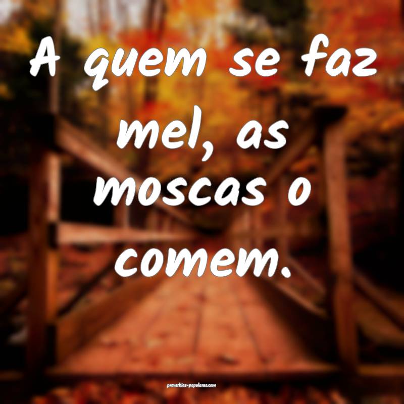 A quem se faz mel, as moscas o comem.
...