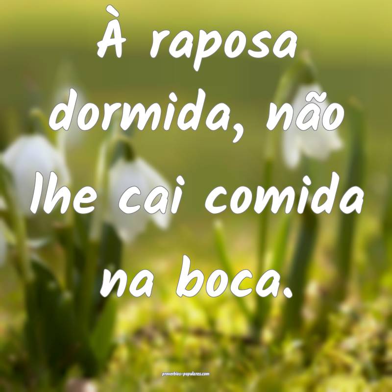 À raposa dormida, não lhe cai comida na boca.
 ...