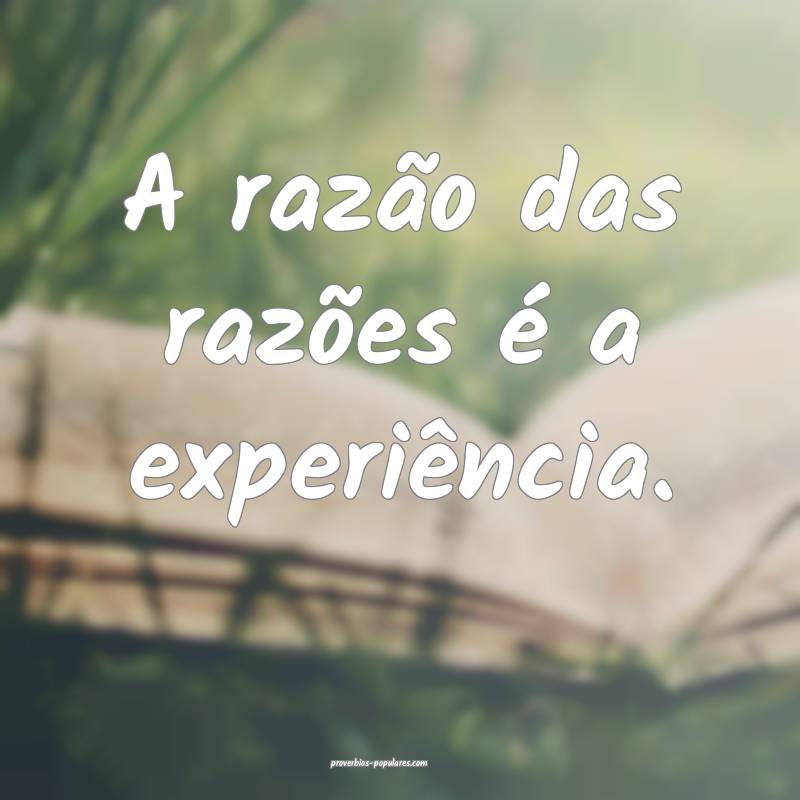 A razão das razões é a experiência.
 ...