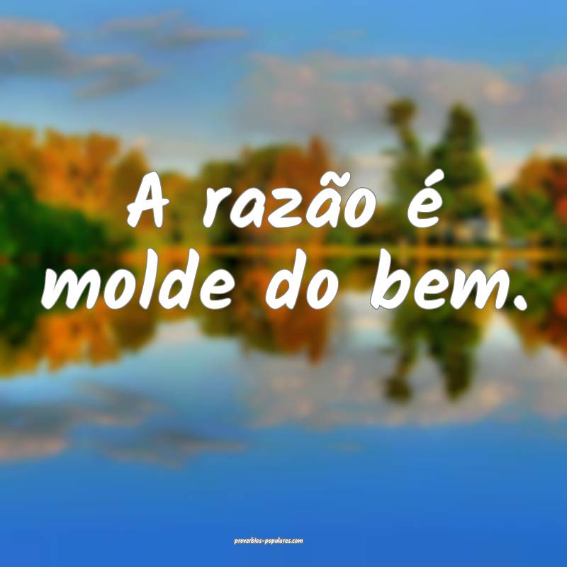 A razão é molde do bem.
...
