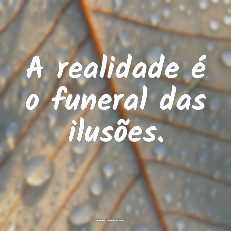 A realidade é o funeral das ilusões.
 ...