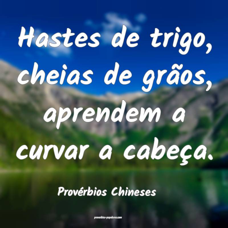 Provérbios Chineses - Hastes de trigo, cheias de  ...