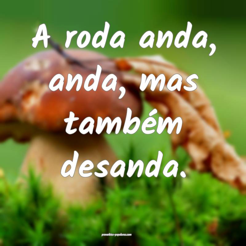 A roda anda, anda, mas também desanda.
 ...