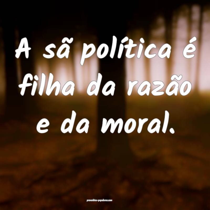 A sã política é filha da razão e da moral.
 ...