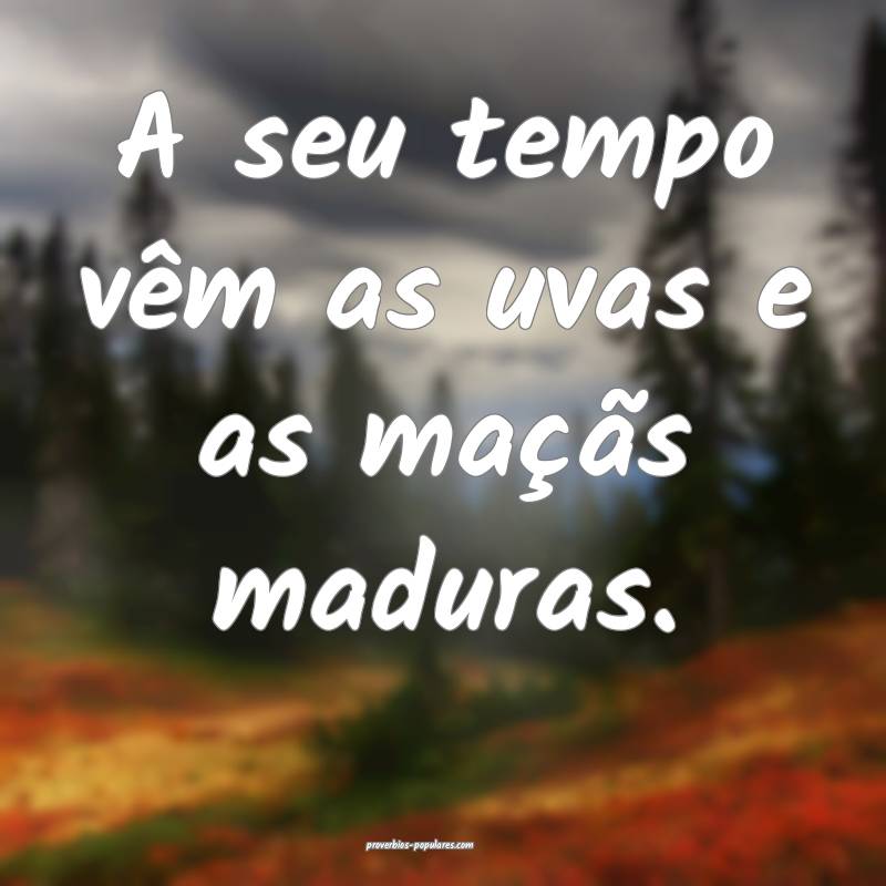 A seu tempo vêm as uvas e as maçãs maduras.
...