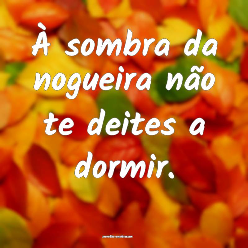 À sombra da nogueira não te deites a dormir.
...