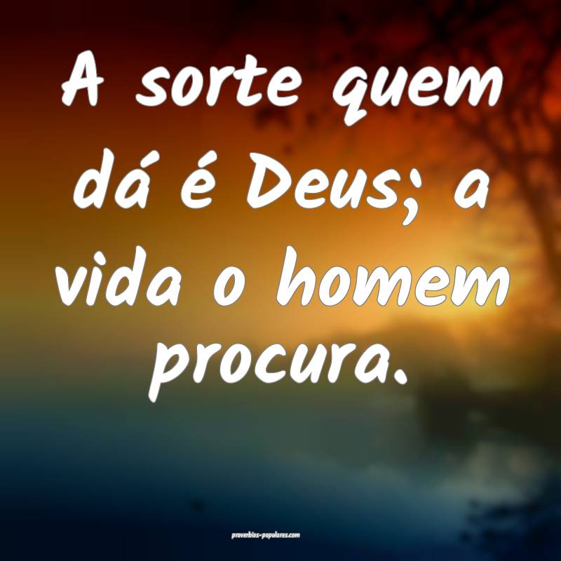 A sorte quem dá é Deus; a vida o homem procura.
...