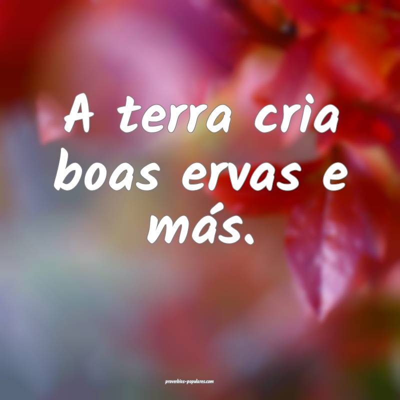 A terra cria boas ervas e más.
...