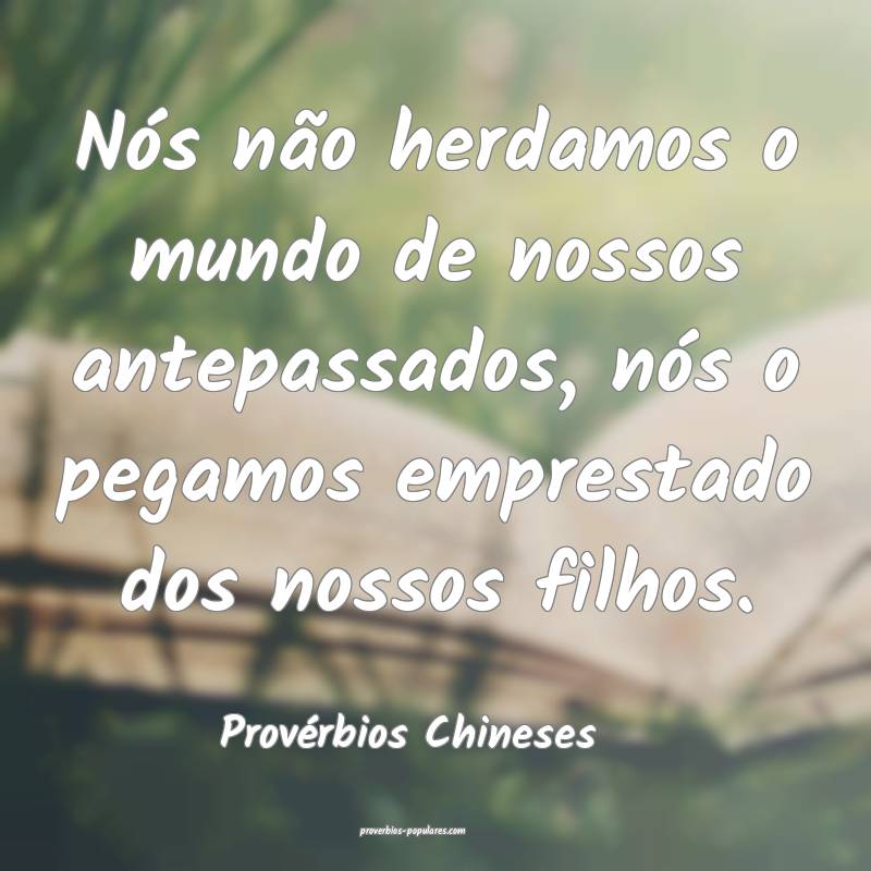 Provérbios Chineses - Nós não herdamos o mundo  ...