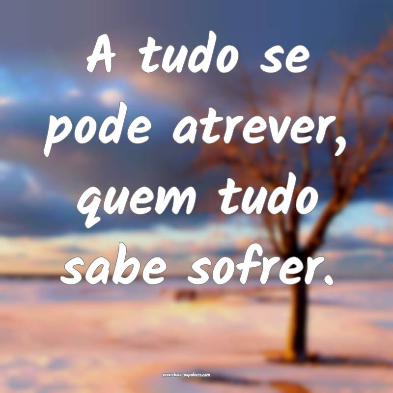 A tudo se pode atrever, quem tudo sabe sofrer.
...