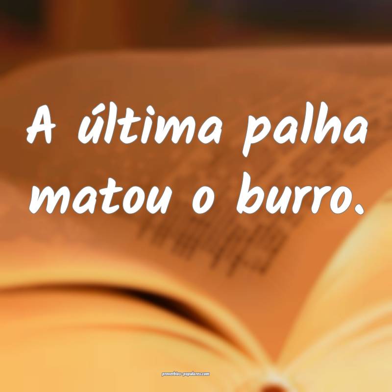 A última palha matou o burro.
 ...
