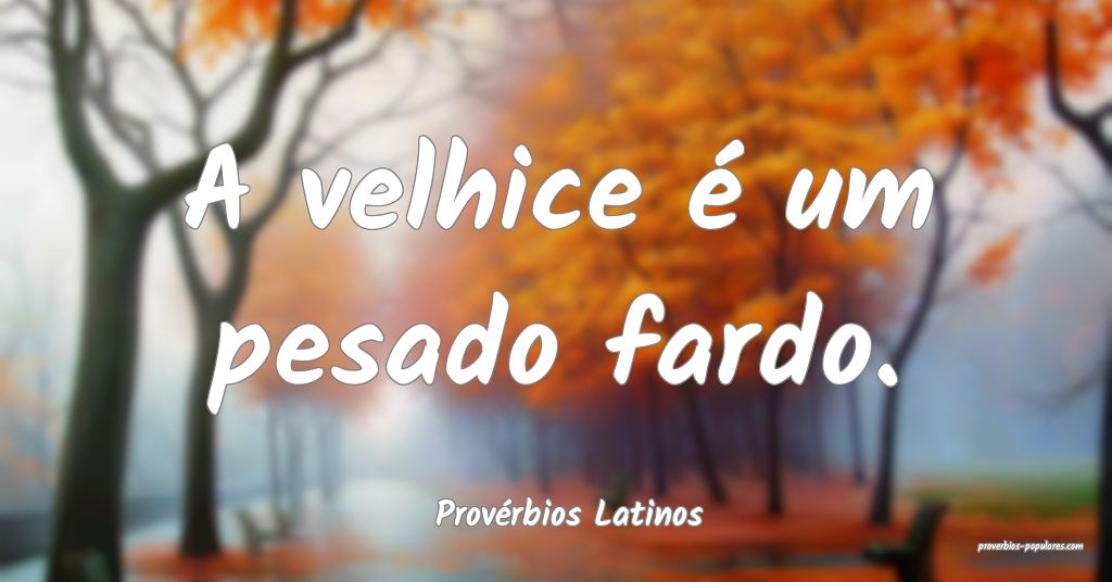 Provérbios Latinos - A velhice é um pesado fardo ...