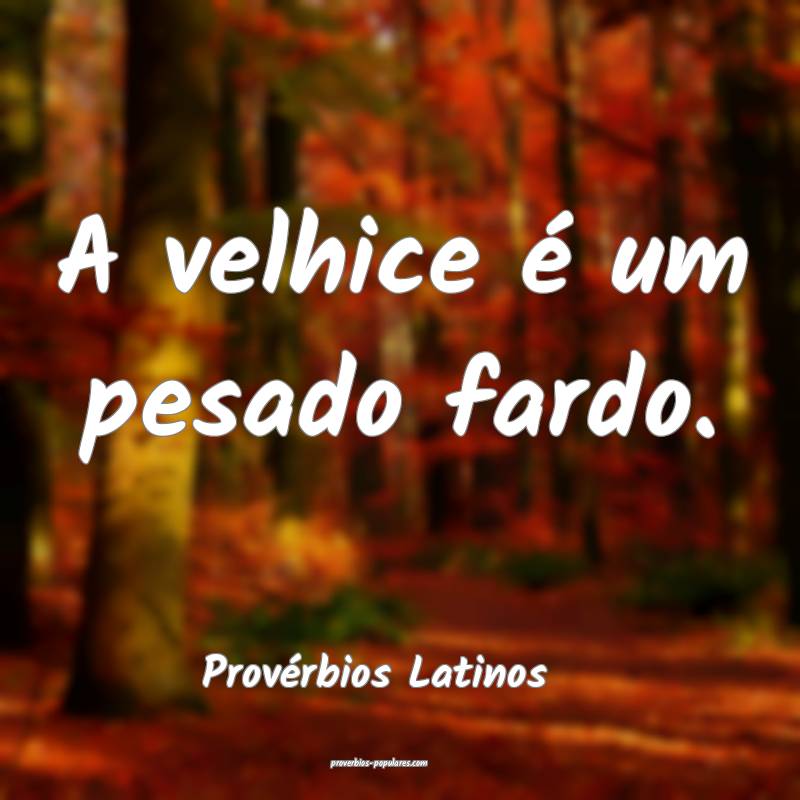 A velhice é um pesado fardo.
...