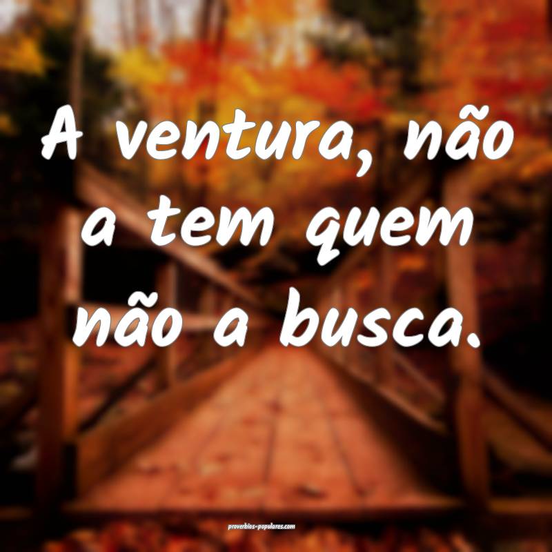 A ventura, não a tem quem não a busca.
...