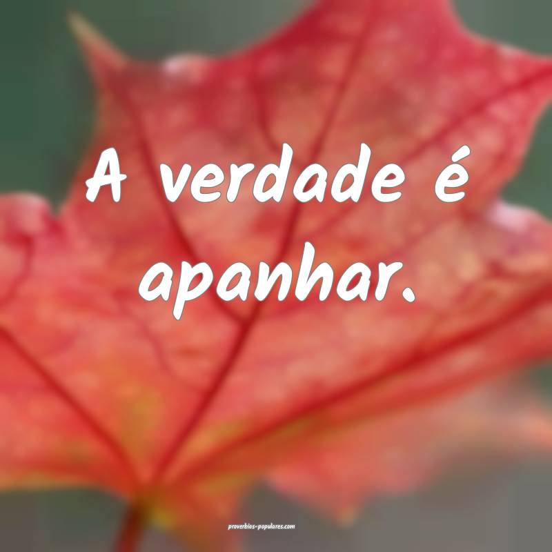 A verdade é apanhar.
...