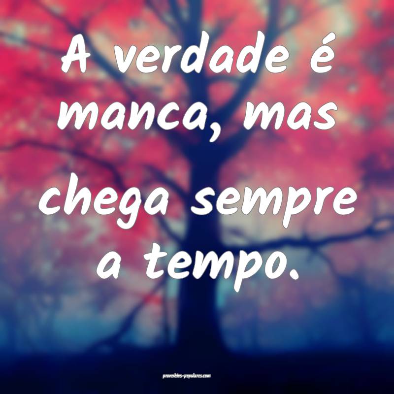 A verdade é manca, mas chega sempre a tempo.
...