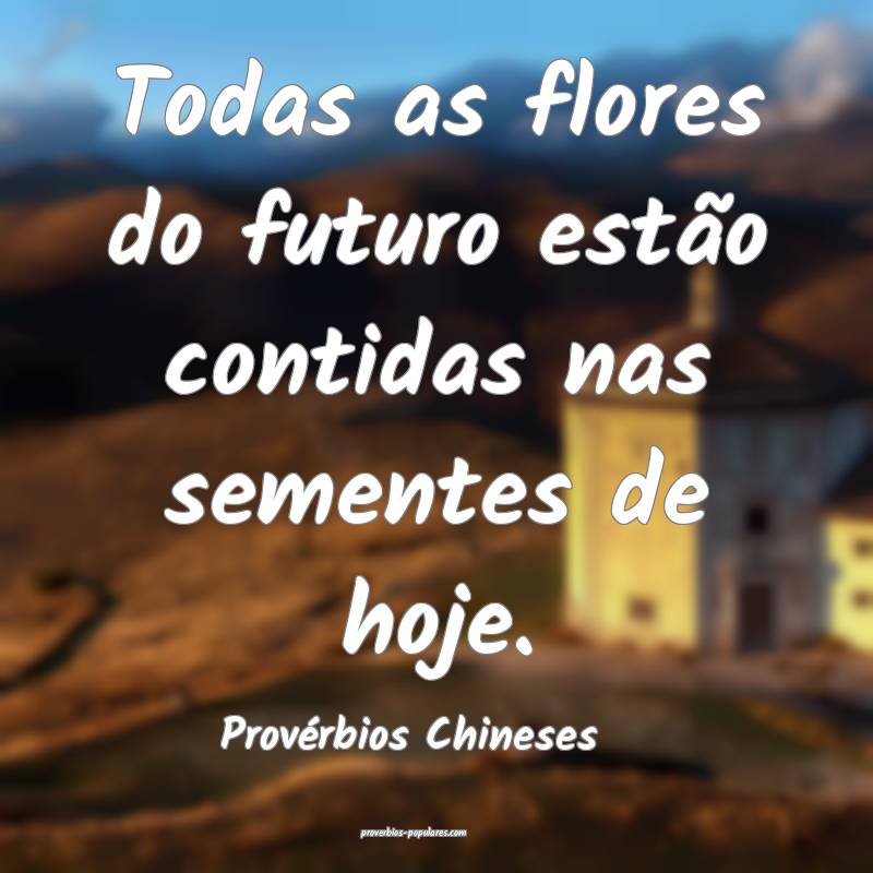 Todas as flores do futuro estão contidas nas sementes de hoje.
...
