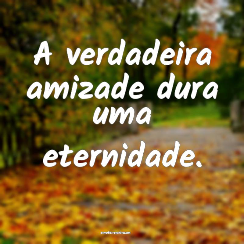 A verdadeira amizade dura uma eternidade.
 ...
