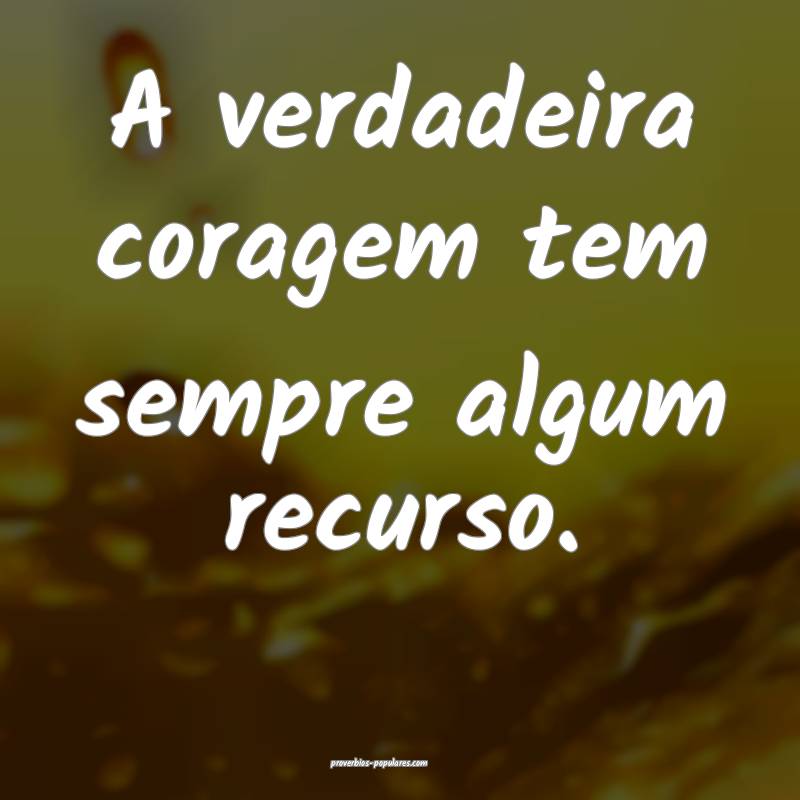 A verdadeira coragem tem sempre algum recurso.
...