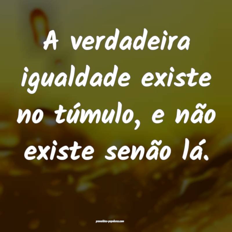 A verdadeira igualdade existe no túmulo, e não existe senão lá.
...