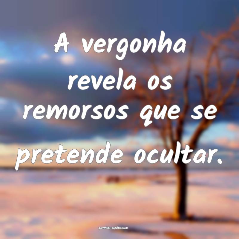 A vergonha revela os remorsos que se pretende ocultar.
...
