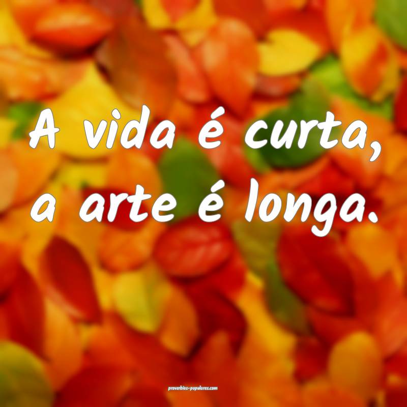 A vida é curta, a arte é longa.
...