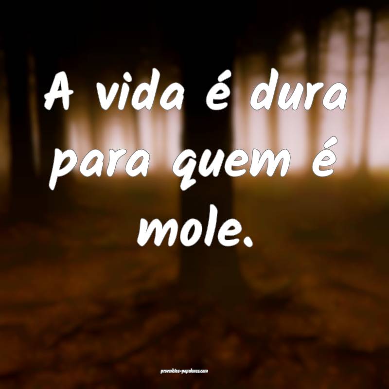 A vida é dura para quem é mole.
...
