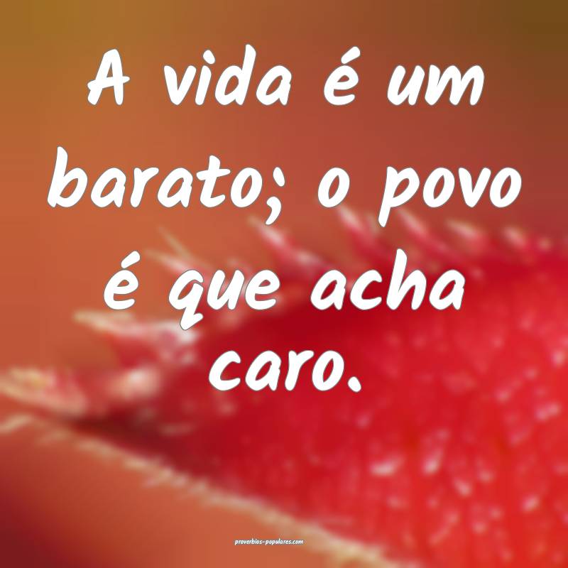 A vida é um barato; o povo é que acha caro.
...