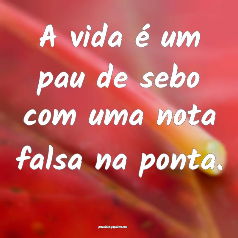 A vida é um pau de sebo com uma nota falsa na ponta.
...