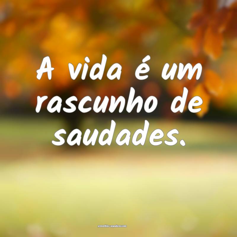 A vida é um rascunho de saudades.
...