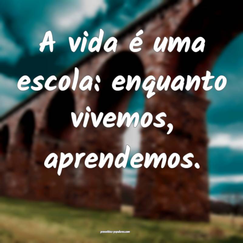 A vida é uma escola: enquanto vivemos, aprendemos.
...