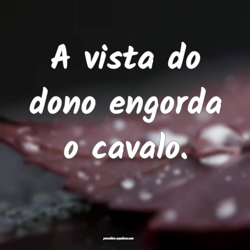 A vista do dono engorda o cavalo.
...