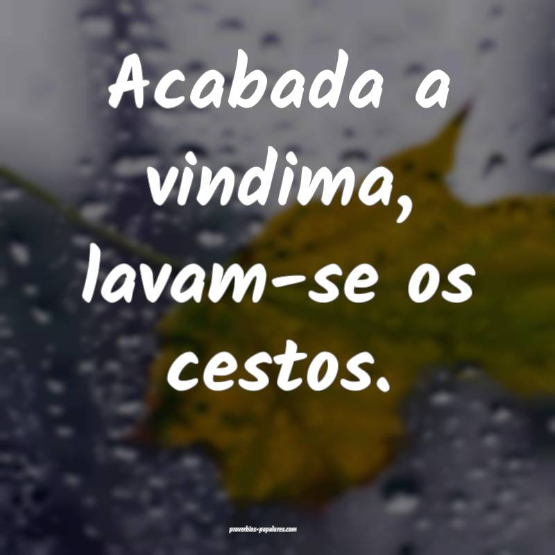Acabada a vindima, lavam-se os cestos.
...