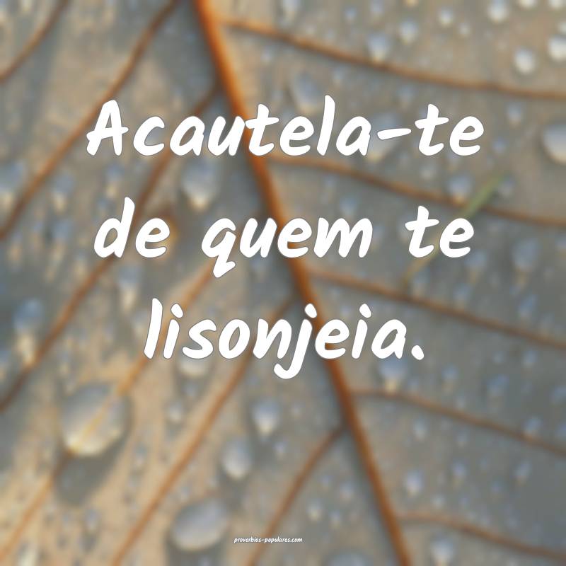 Acautela-te de quem te lisonjeia.
 ...