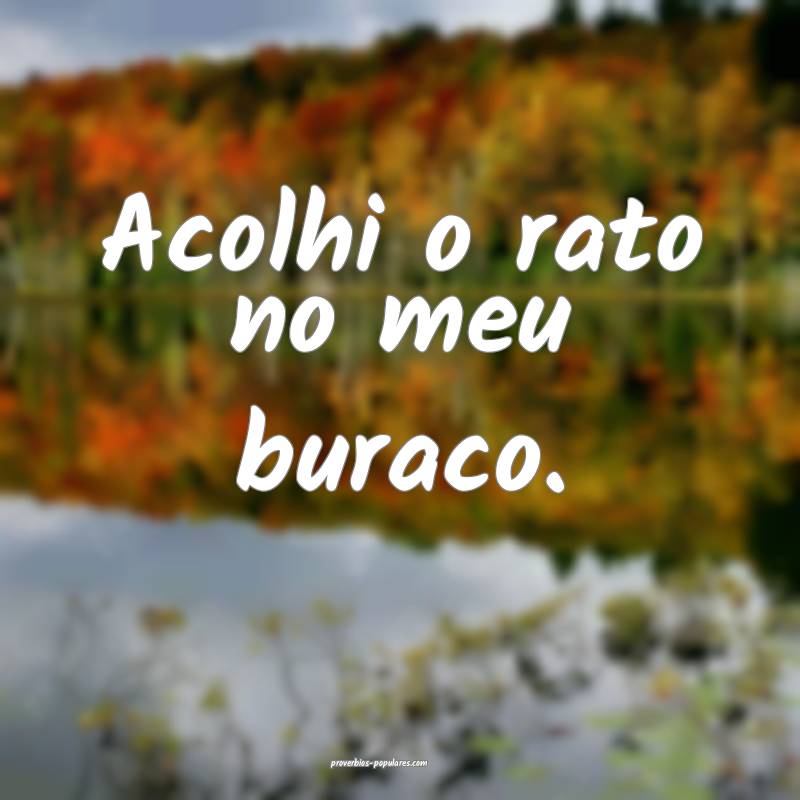 Acolhi o rato no meu buraco.
...