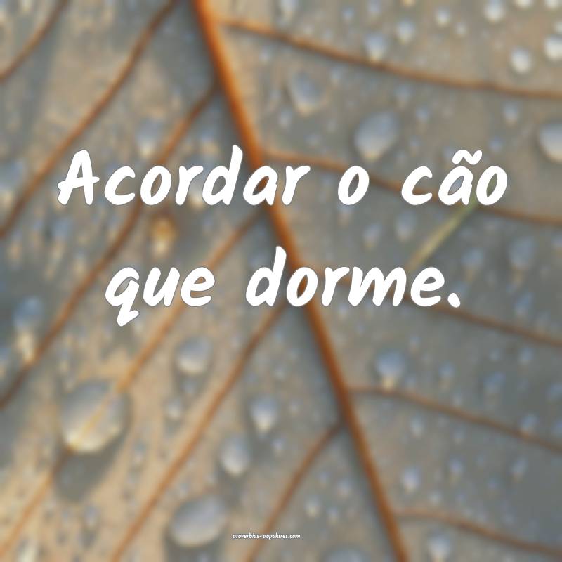 Acordar o cão que dorme.
...