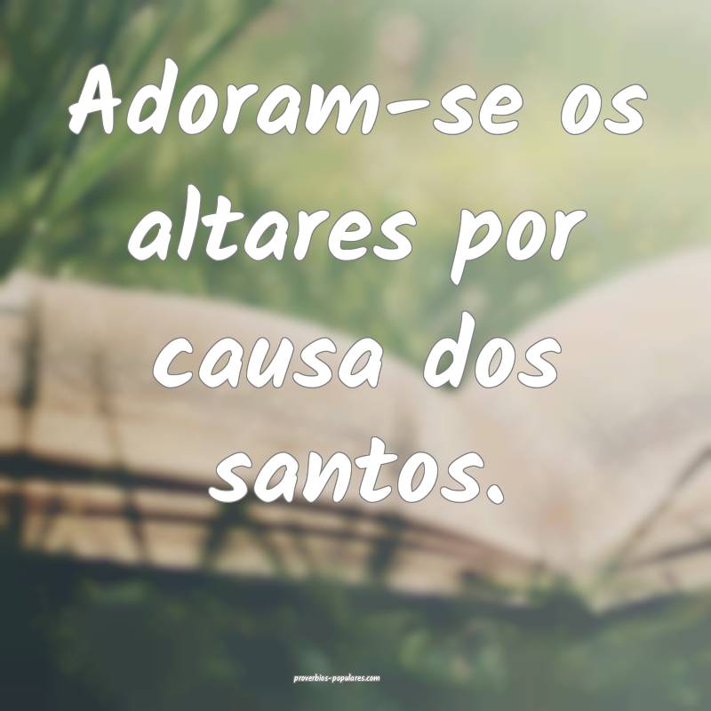 Adoram-se os altares por causa dos santos.
...