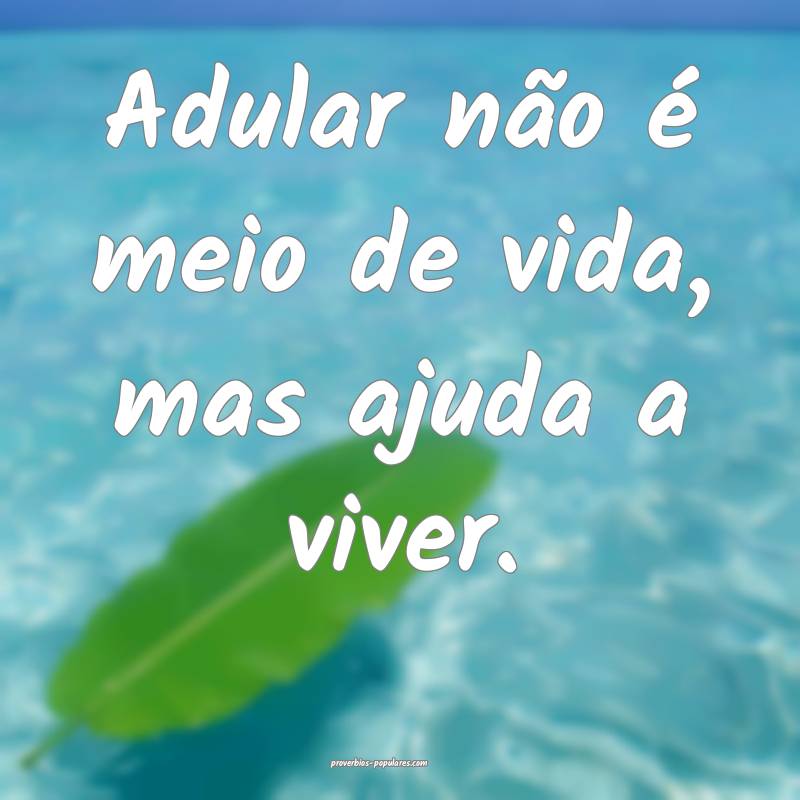 Adular não é meio de vida, mas ajuda a viver.
 ...