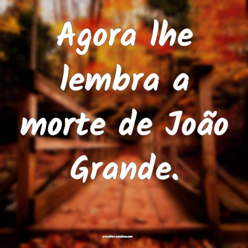 Agora lhe lembra a morte de João Grande.
...