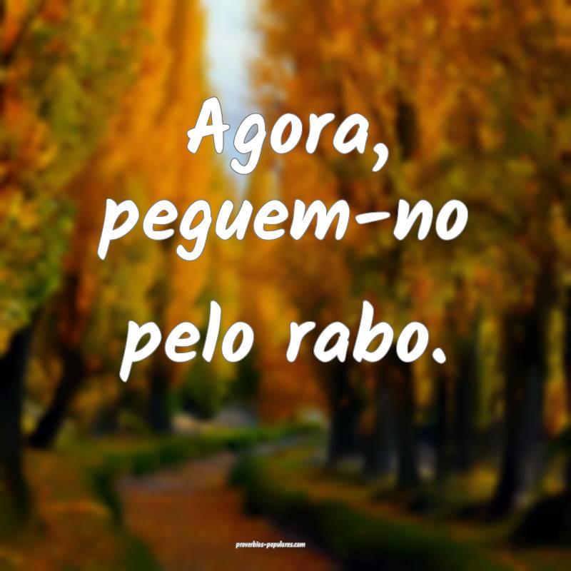 Agora, peguem-no pelo rabo.
...