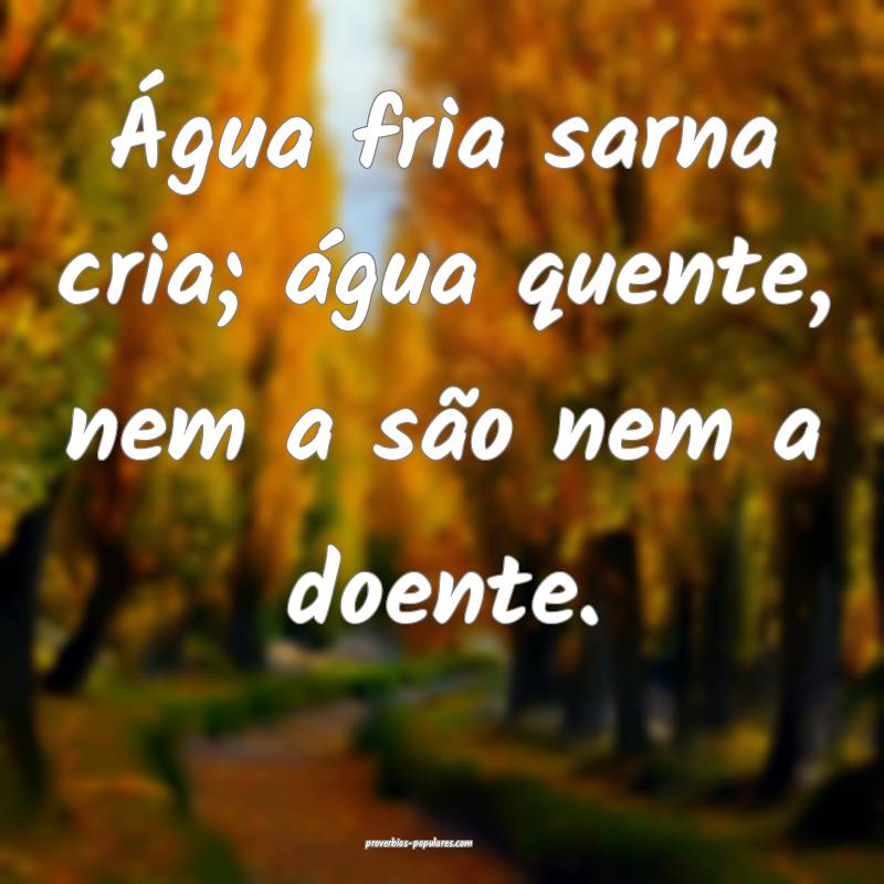 Água fria sarna cria; água quente, nem a são ne ...