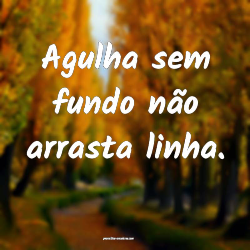 Agulha sem fundo não arrasta linha.
...