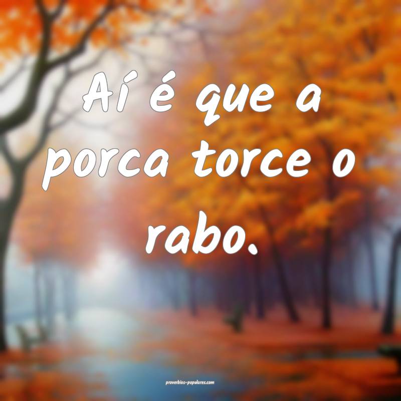 Aí é que a porca torce o rabo.
...