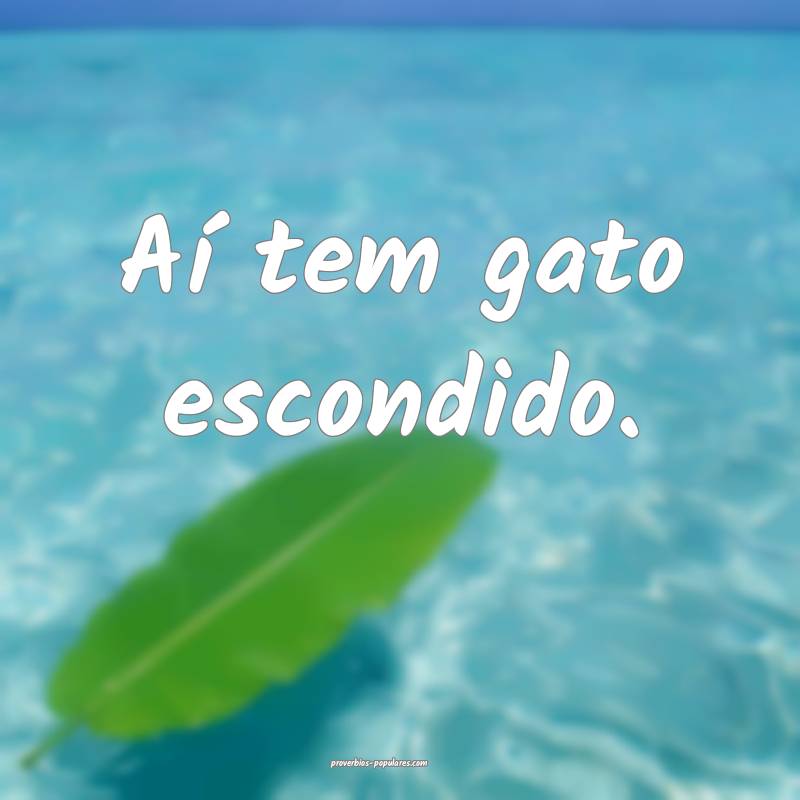 Aí tem gato escondido.
 ...