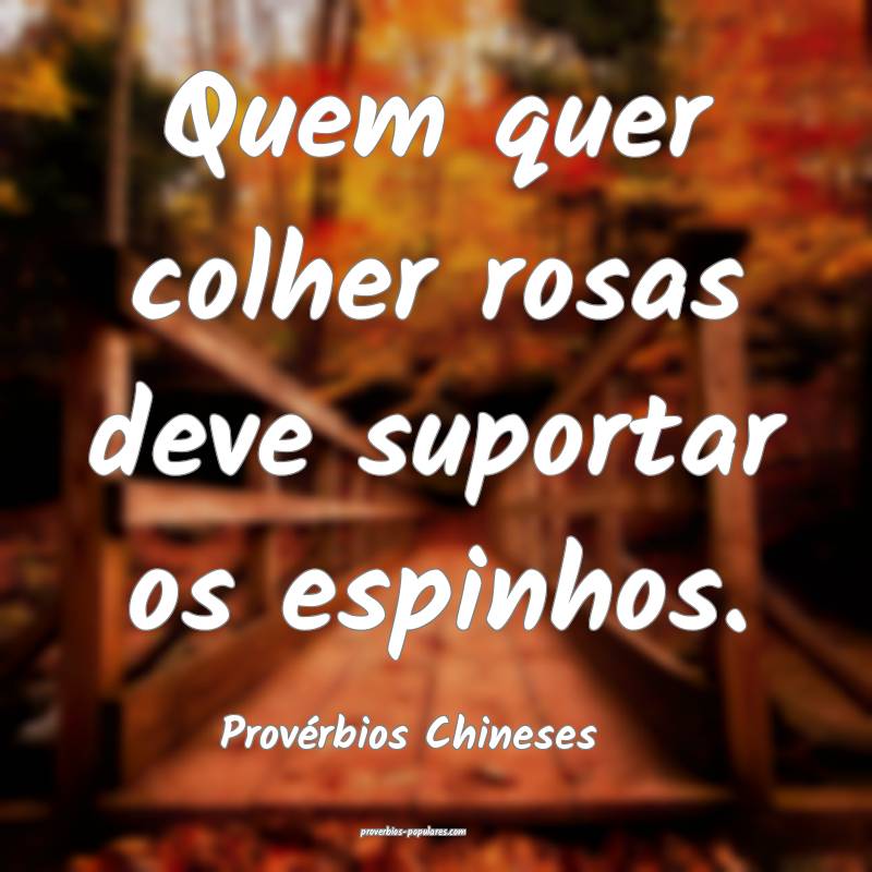 Quem quer colher rosas deve suportar os espinhos.
...