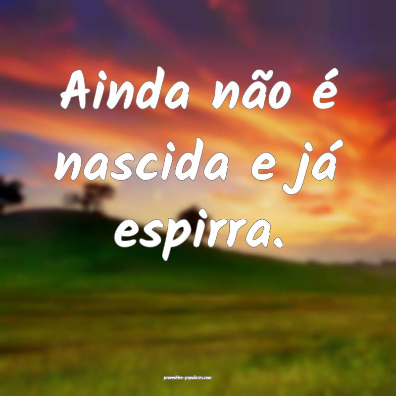 Ainda não é nascida e já espirra.
 ...