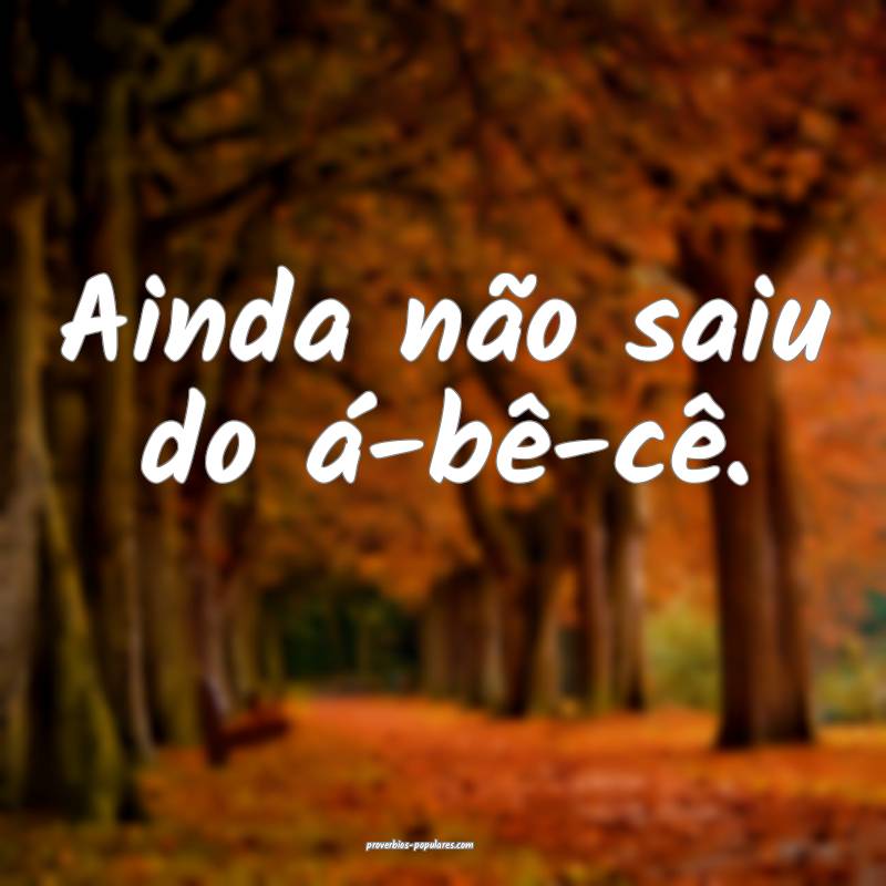 Ainda não saiu do á-bê-cê.
...
