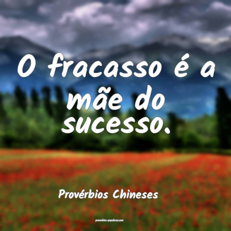 O fracasso é a mãe do sucesso.
...